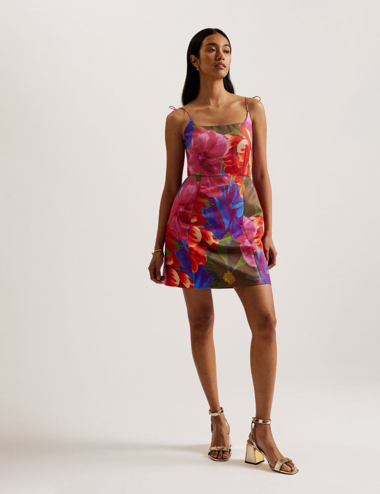 Rochie Dama Ted Baker Jyneen - Printed Fitted Bodice Mini Dress Colorati | 812704-GBX