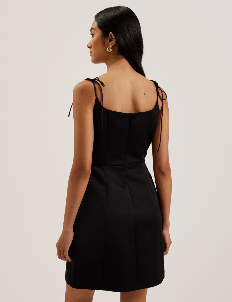 Rochie Dama Ted Baker Kavala - Tie Strap Square Neck Mini Dress Negrii | 712054-EKL