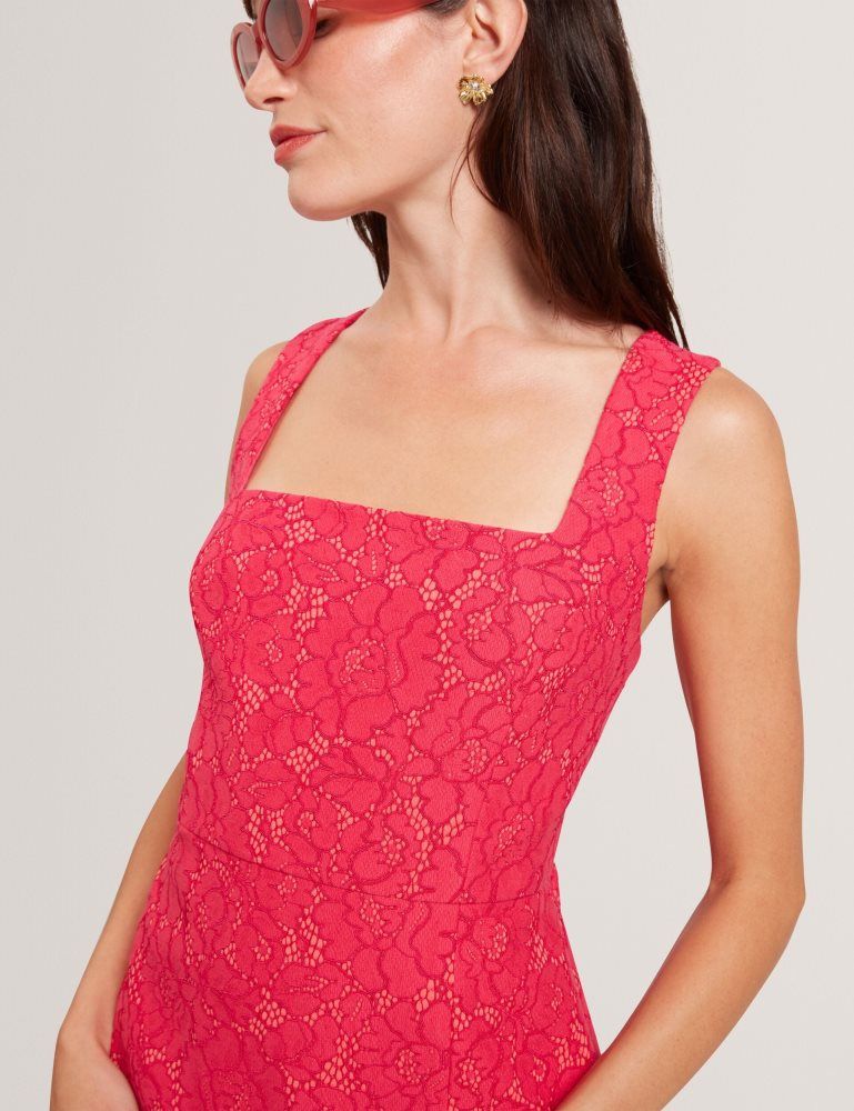 Rochie Dama Ted Baker Meriod - Lace Square Neck Sleeveless Mini Dress Fucsie | 295074-QZD
