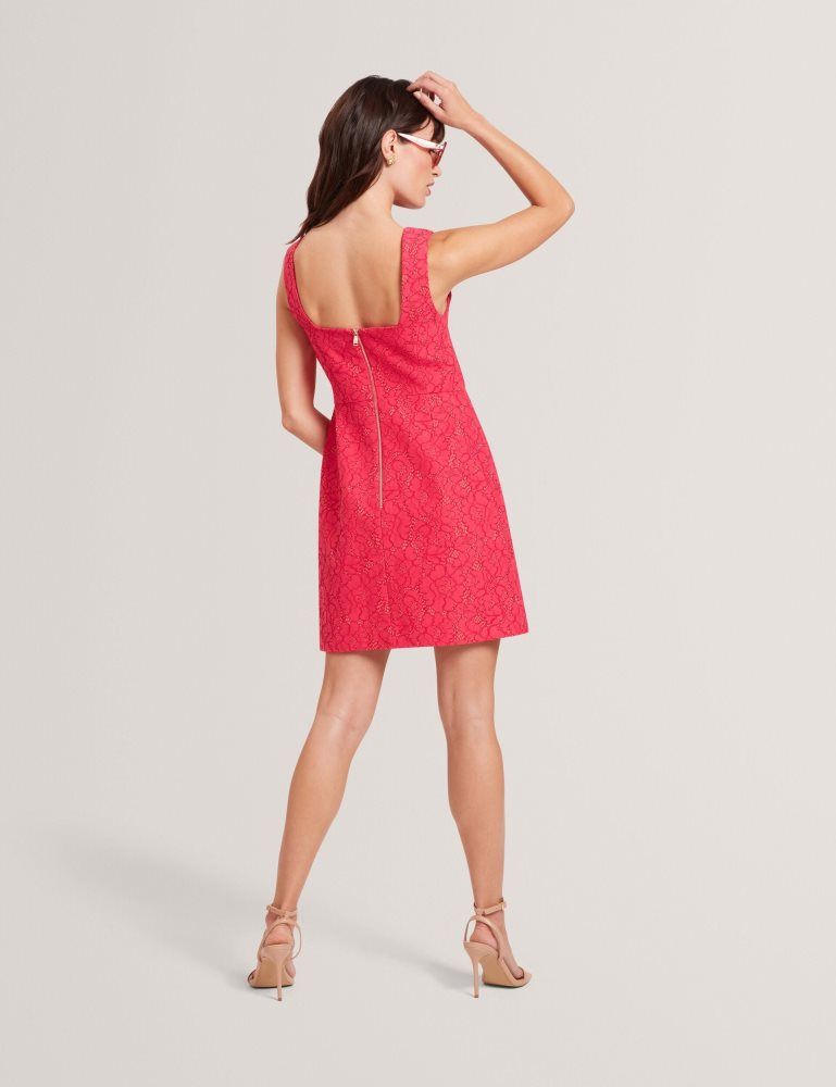 Rochie Dama Ted Baker Meriod - Lace Square Neck Sleeveless Mini Dress Fucsie | 295074-QZD