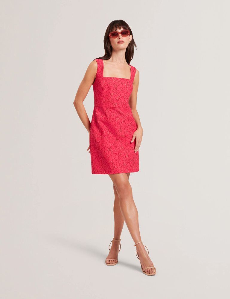 Rochie Dama Ted Baker Meriod - Lace Square Neck Sleeveless Mini Dress Fucsie | 295074-QZD
