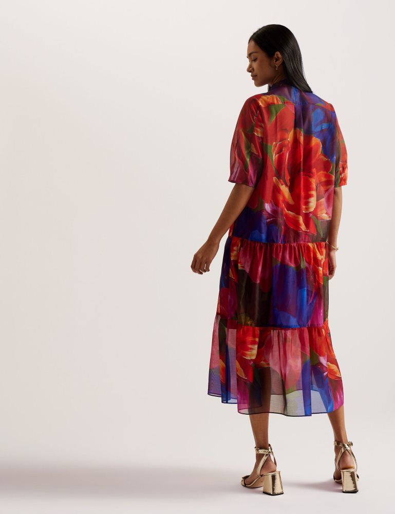 Rochie Dama Ted Baker Miru - Organza Tropical Bloom Midi Dress Colorati | 563287-ZVT