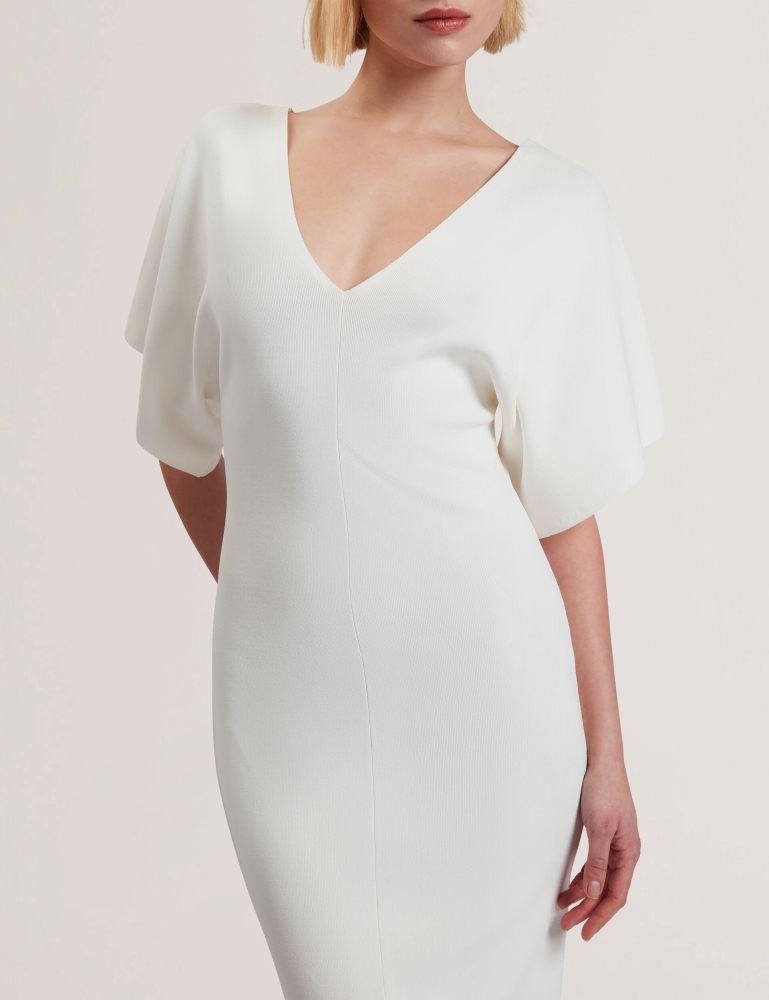 Rochie Dama Ted Baker Rebexxa - Wide Sleeve Knitted Bodycon Midi Dress Albi | 672415-UXS