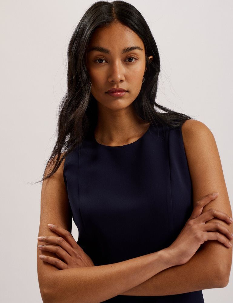 Rochie Dama Ted Baker Sorral - Sleeveless Tailored Mini Dress With Side Split Bleumarin | 246790-NPY