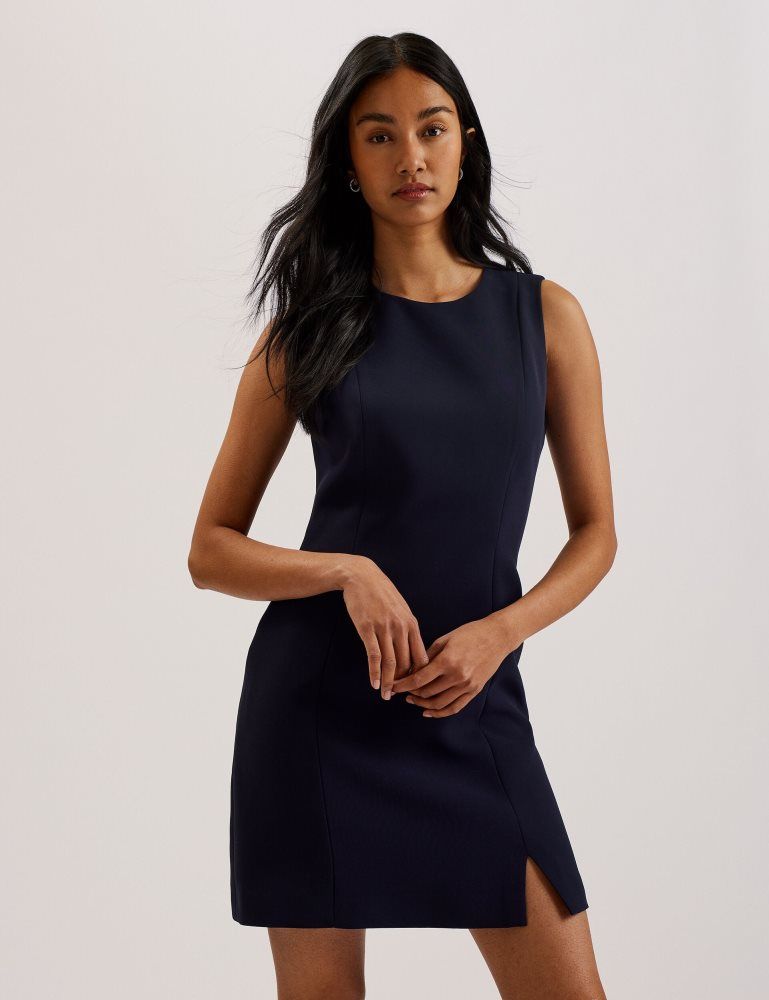 Rochie Dama Ted Baker Sorral - Sleeveless Tailored Mini Dress With Side Split Bleumarin | 246790-NPY