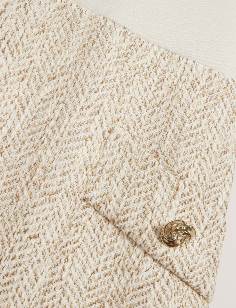Rochie Dama Ted Baker Vulpad - Pleated Boucle Mini Dress With Knit Bodice Albi | 871502-LXM