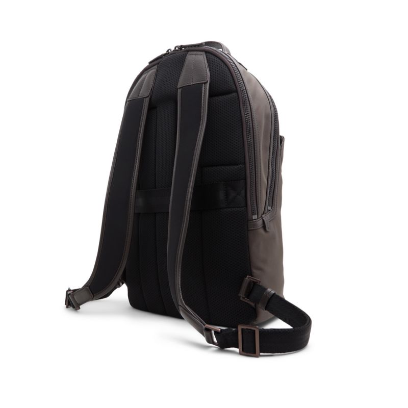 Rucsacuri Barbati Ted Baker Xaden - Nylon Leather Trim Double Zip Backpack Maro | 571649-QWN