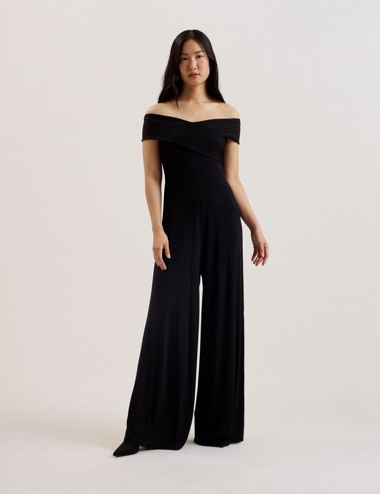 Salopeta Dama Ted Baker Almhaa - Off Shoulder Wide Leg Jersey Jumpsuit Negrii | 179568-YUS