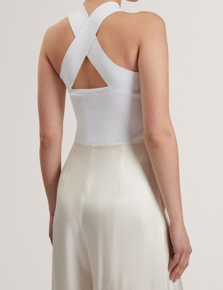 Salopeta Dama Ted Baker Baiblu - Halter Neck Knit Bodice Jumpsuit Albi | 217534-PXU