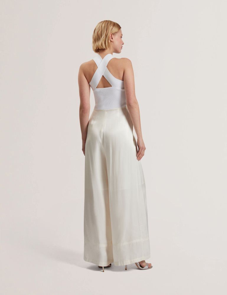 Salopeta Dama Ted Baker Baiblu - Halter Neck Knit Bodice Jumpsuit Albi | 217534-PXU