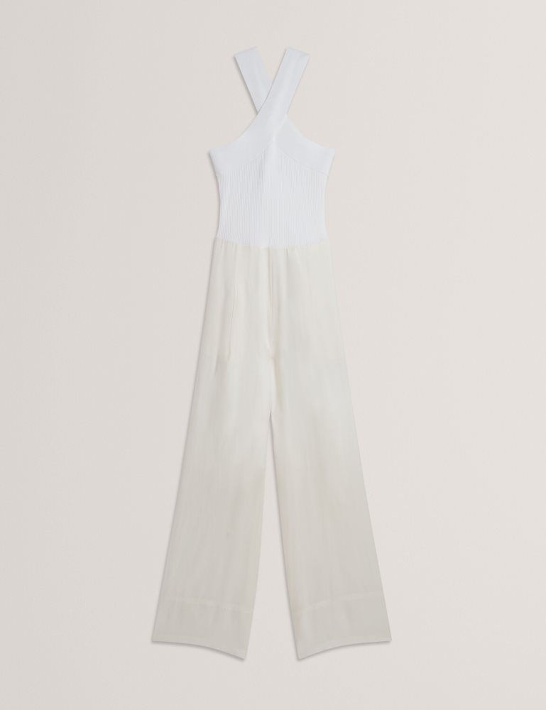 Salopeta Dama Ted Baker Baiblu - Halter Neck Knit Bodice Jumpsuit Albi | 217534-PXU