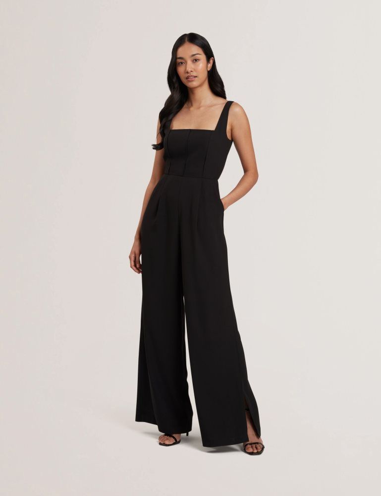 Salopeta Dama Ted Baker Inuj - Panelled Wide Leg Tailored Jumpsuit Negrii | 203719-IFB