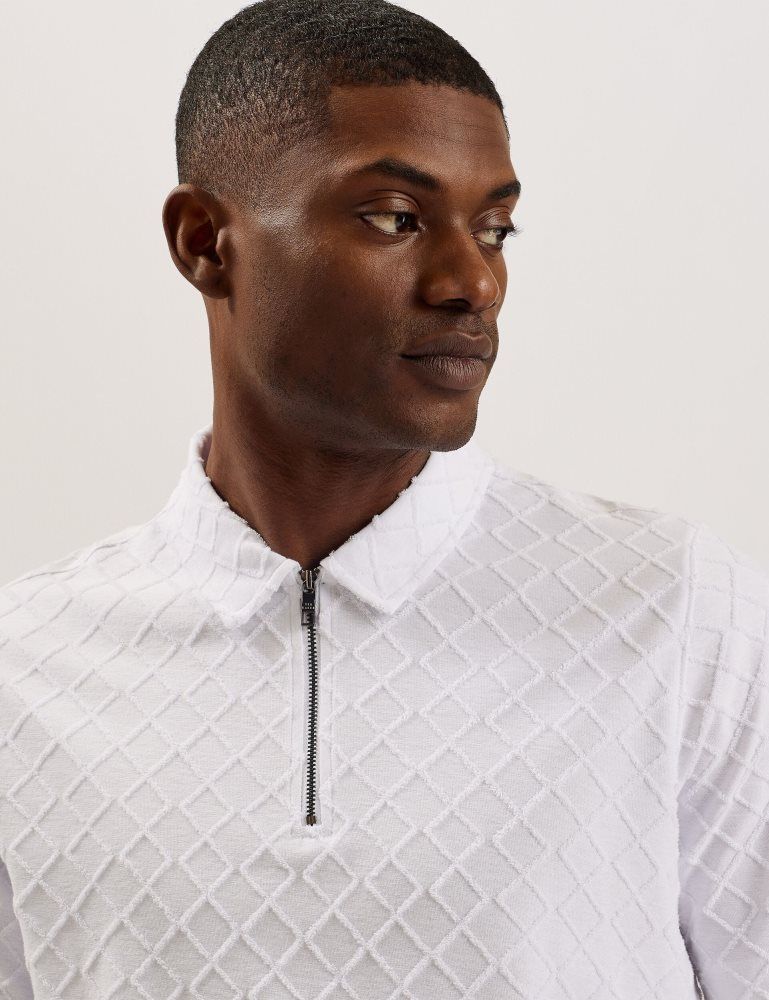 Topuri Barbati Ted Baker Ansom - Short Sleeve Regular Textured Towelling Zip Polo Albi | 120863-MTP