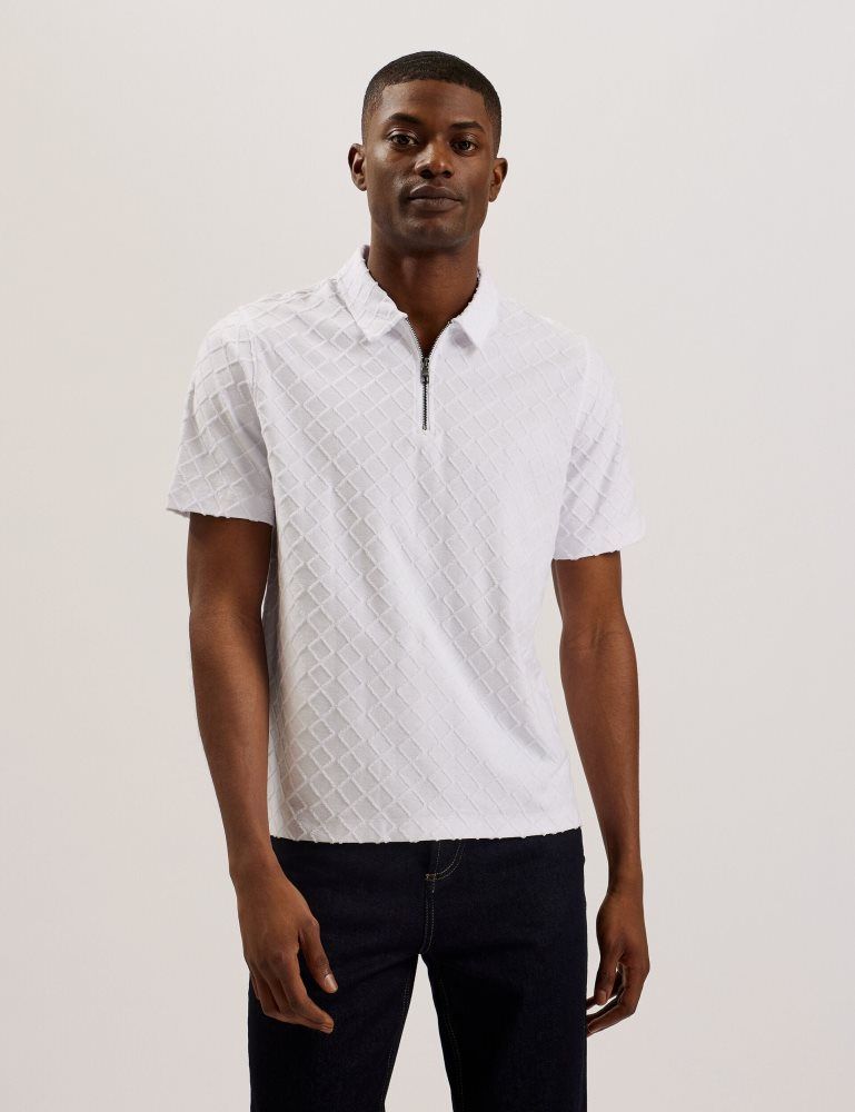 Topuri Barbati Ted Baker Ansom - Short Sleeve Regular Textured Towelling Zip Polo Albi | 120863-MTP