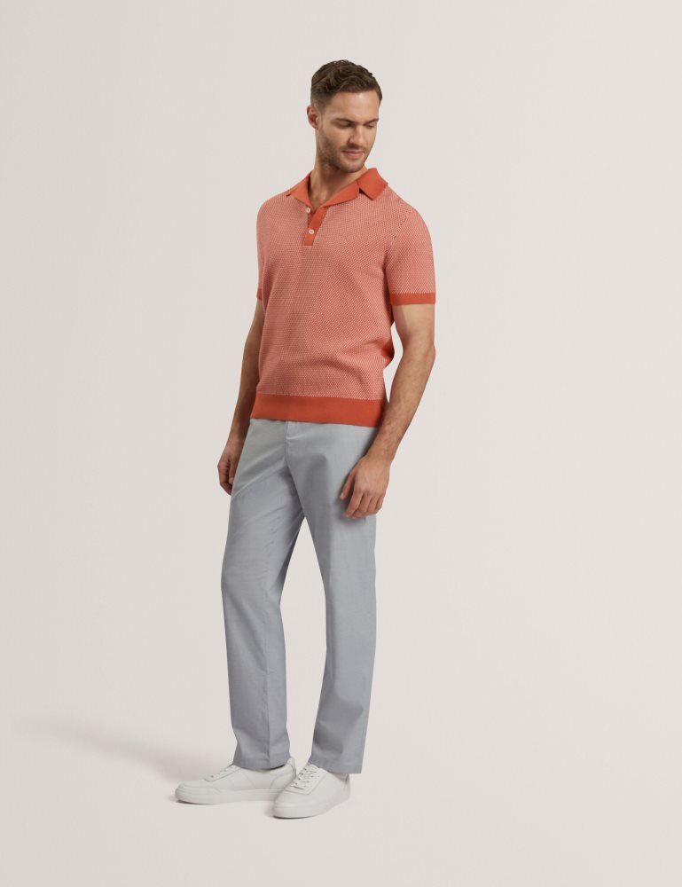 Topuri Barbati Ted Baker Gregry - Short Sleeve Small Stitch Knitted Polo Rosii | 615849-ROB
