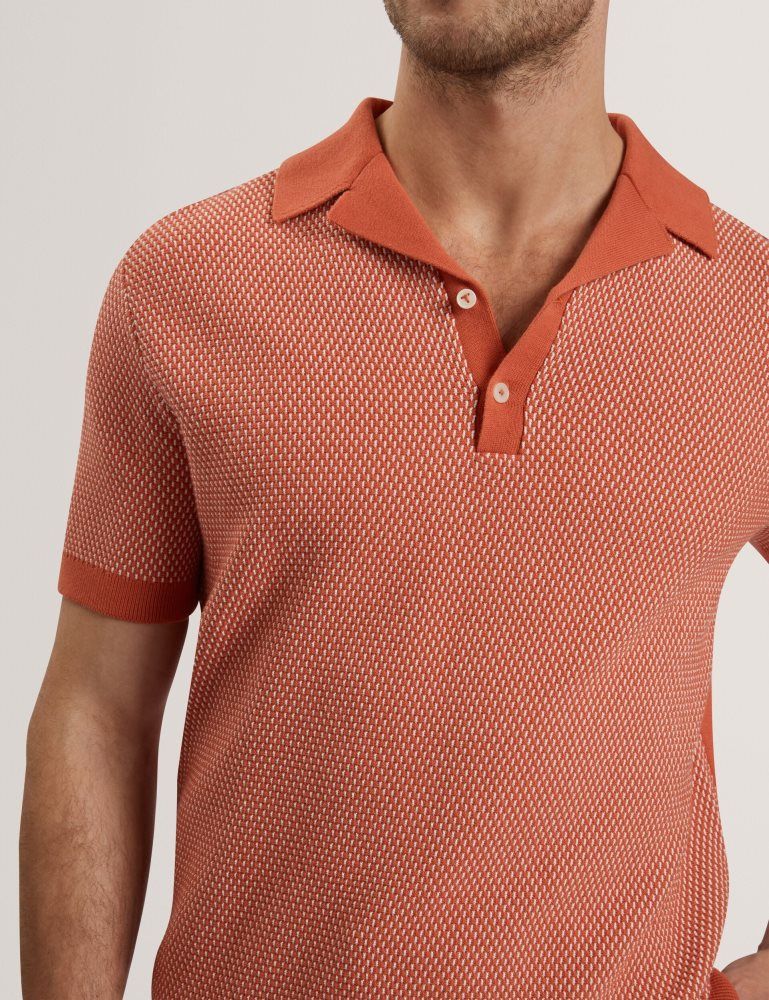 Topuri Barbati Ted Baker Gregry - Short Sleeve Small Stitch Knitted Polo Rosii | 615849-ROB