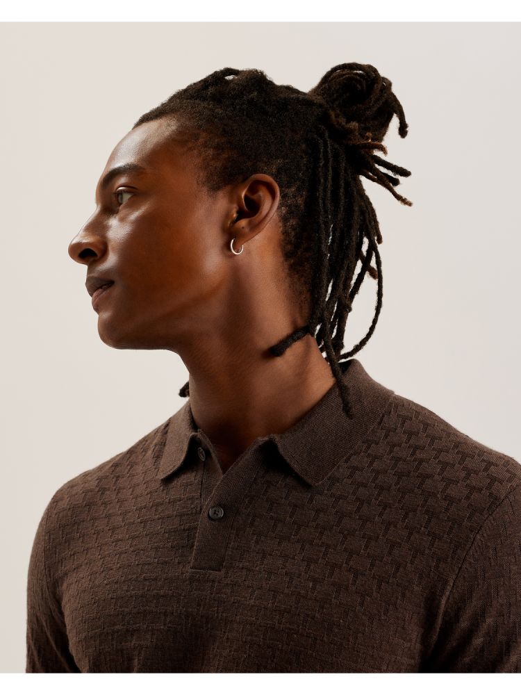 Topuri Barbati Ted Baker Morar - Long Sleeve T Stitch Knitted Polo Maro | 218356-LHQ