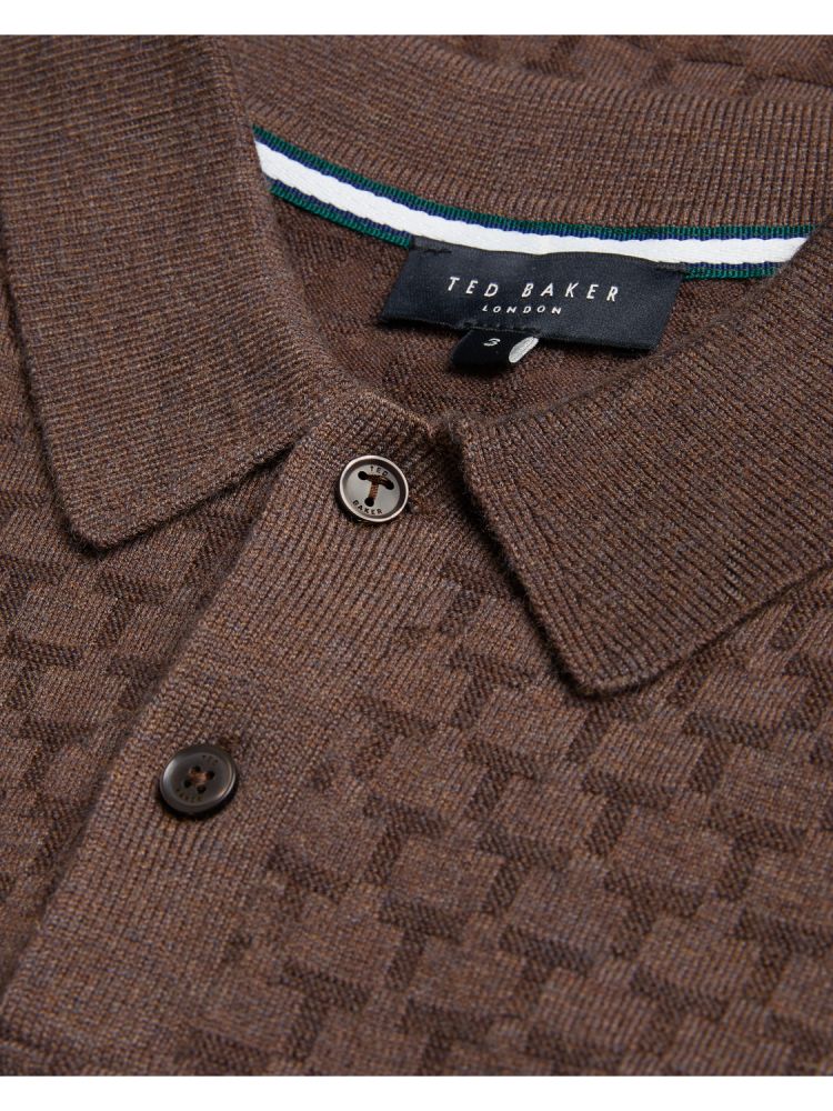 Topuri Barbati Ted Baker Morar - Long Sleeve T Stitch Knitted Polo Maro | 218356-LHQ