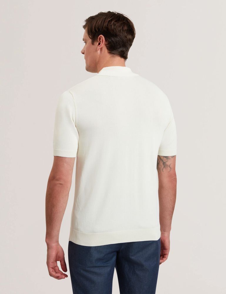 Topuri Barbati Ted Baker Ruits - Short Sleeve Floral Placement Polo Ecru | 745086-HWK