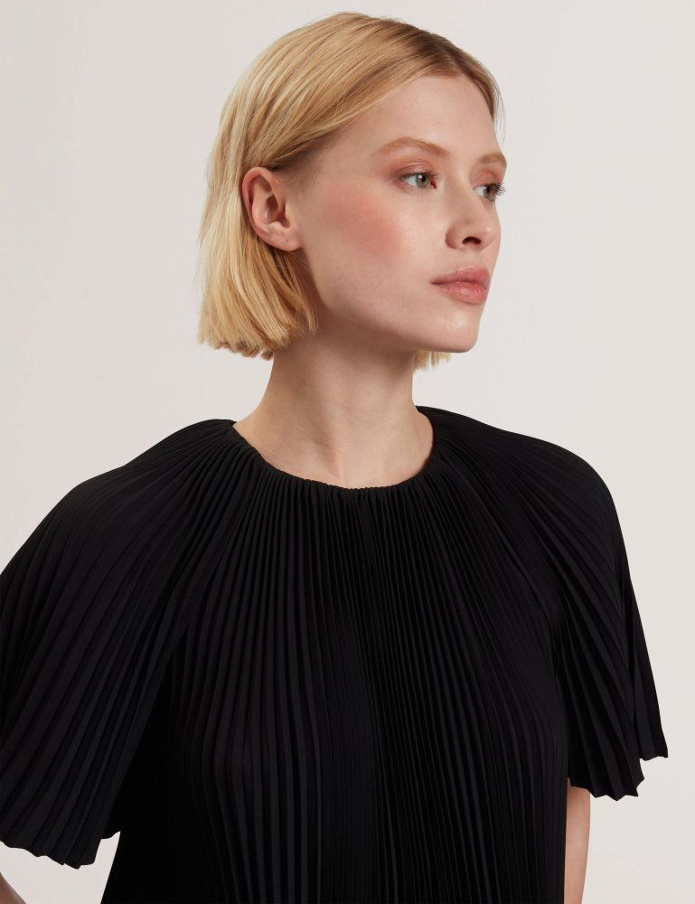 Tricouri Dama Ted Baker Agara - Pleated Short Sleeve Woven Blouse Negrii | 594621-IHP