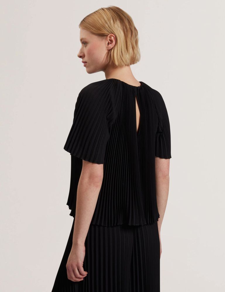 Tricouri Dama Ted Baker Agara - Pleated Short Sleeve Woven Blouse Negrii | 594621-IHP