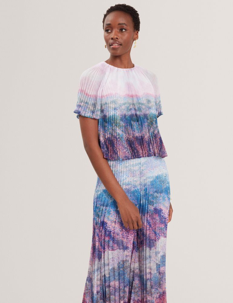Tricouri Dama Ted Baker Aharra - Pleated Short Sleeve Blouse Roz | 471239-YGR