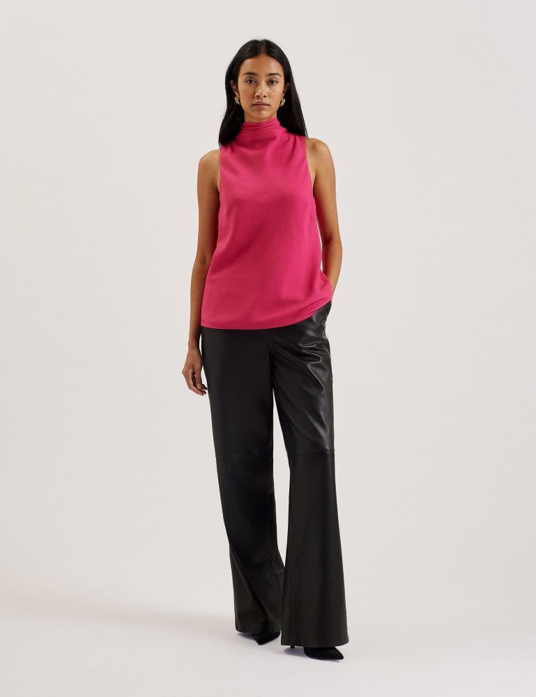 Tricouri Dama Ted Baker Anini - Textured High Neck Sleeveless Top Fucsie | 812739-SPO