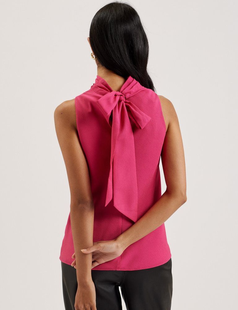 Tricouri Dama Ted Baker Anini - Textured High Neck Sleeveless Top Fucsie | 812739-SPO