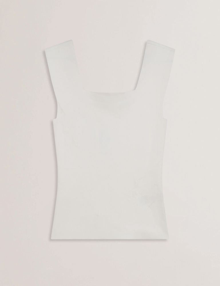Tricouri Dama Ted Baker Binkkii - Square Neck Wide Strap Knitted Top Albi | 490157-MTN