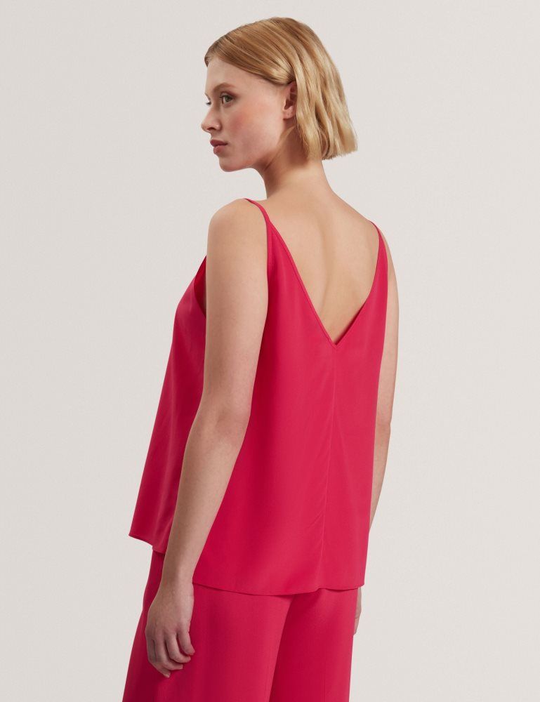 Tricouri Dama Ted Baker Cadasa - Pure Silk Scoop Neck Cami Top Fucsie | 038519-SKL