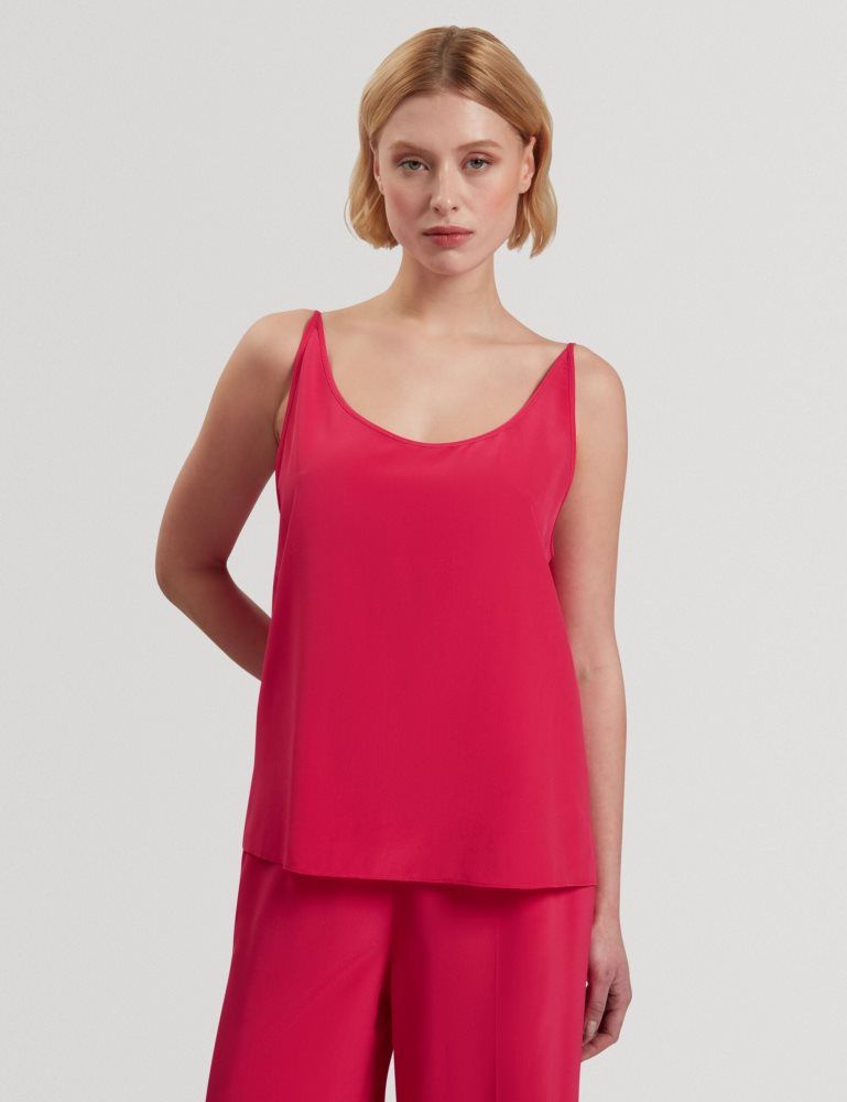 Tricouri Dama Ted Baker Cadasa - Pure Silk Scoop Neck Cami Top Fucsie | 038519-SKL