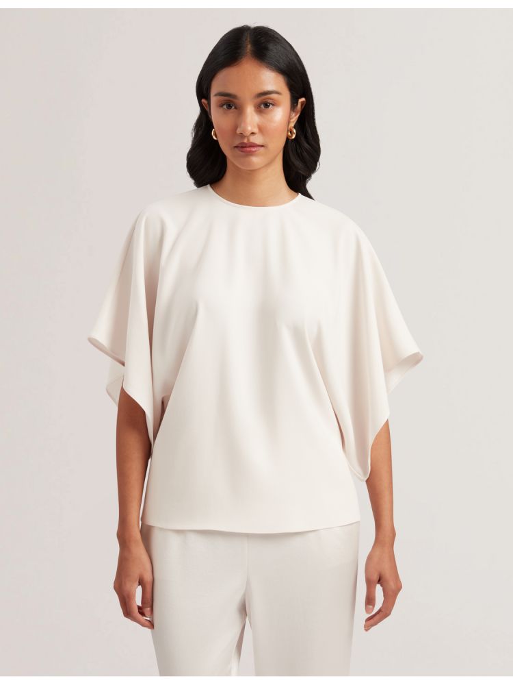 Tricouri Dama Ted Baker Cherika - Batwing Short Sleeve Woven Blouse Albi | 378649-QGS