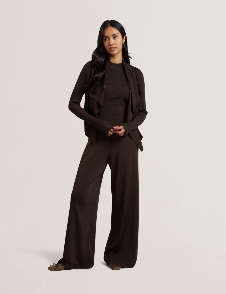 Tricouri Dama Ted Baker Elliyy - Waterfall Front Knitted Open Cardigan Maro | 642103-HKX