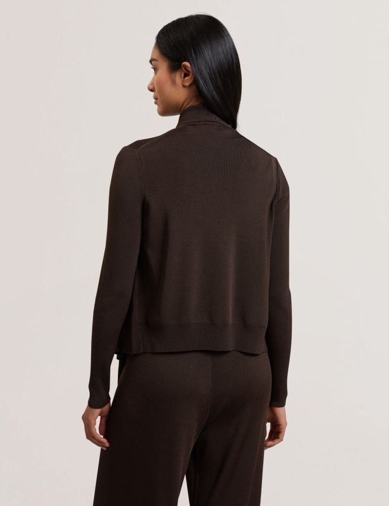 Tricouri Dama Ted Baker Elliyy - Waterfall Front Knitted Open Cardigan Maro | 642103-HKX