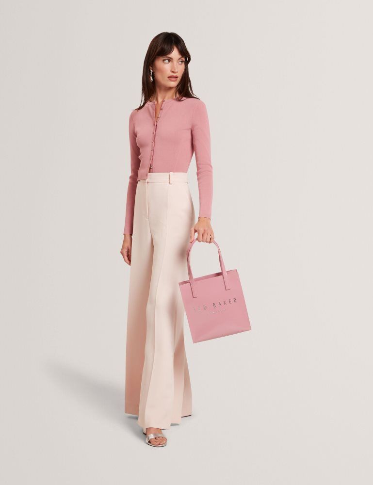 Tricouri Dama Ted Baker Emoriyy - Cropped Crew Neck Knitted Cardigan Roz | 692415-CJB