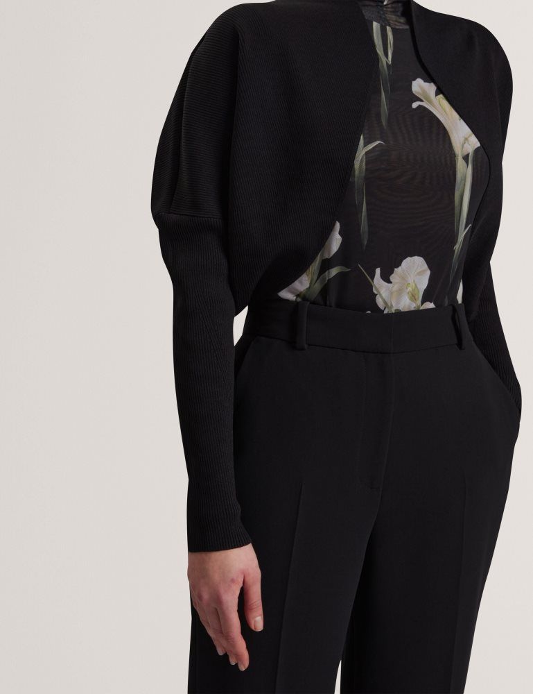 Tricouri Dama Ted Baker Erhan - Ribbed Knit Cropped Bolero Cardigan Negrii | 093586-WEX