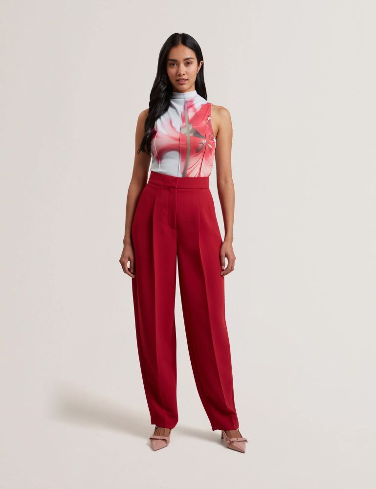 Tricouri Dama Ted Baker Harplnn - Floral High Neck Jersey Tank Top Albastri | 764205-AJQ