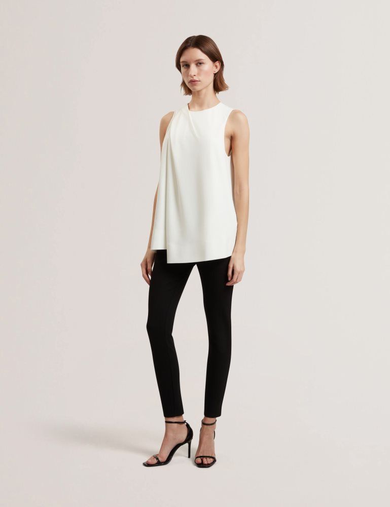 Tricouri Dama Ted Baker Icana - Draped Front Asymmetric Sleeveless Top Albi | 195820-ZNL