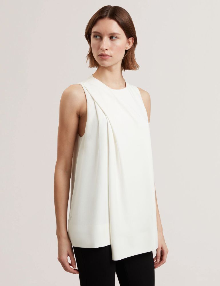 Tricouri Dama Ted Baker Icana - Draped Front Asymmetric Sleeveless Top Albi | 195820-ZNL