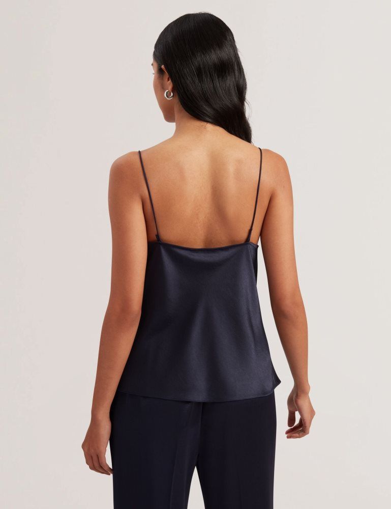 Tricouri Dama Ted Baker Kiti - Satin Cowl Neck Strappy Cami Top Bleumarin | 428136-ODW