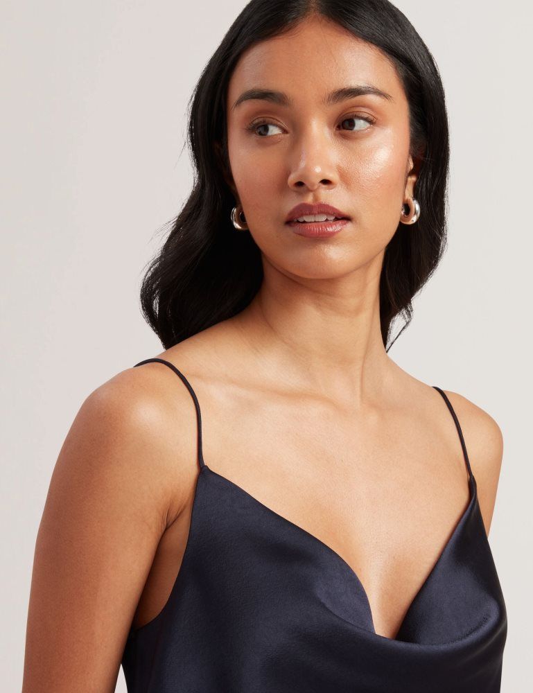Tricouri Dama Ted Baker Kiti - Satin Cowl Neck Strappy Cami Top Bleumarin | 428136-ODW
