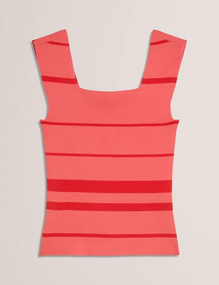 Tricouri Dama Ted Baker Laydaa - Striped Knit Square Neck Sleeveless Top Corai | 365940-OJR