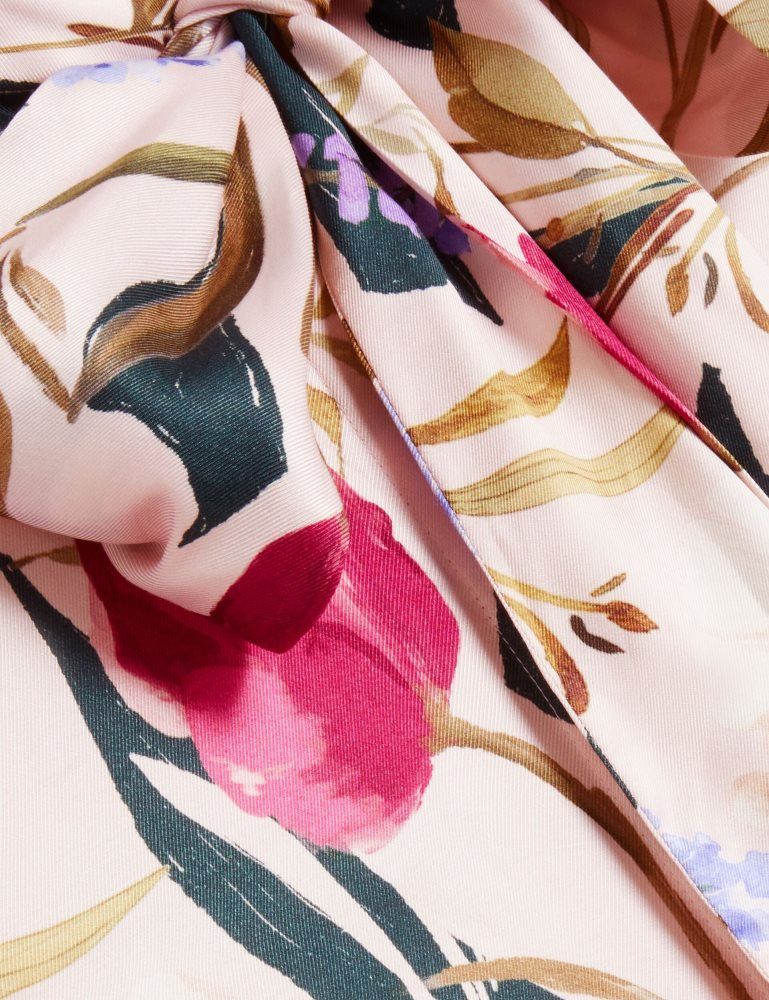 Tricouri Dama Ted Baker Leeyaa - Floral Print Tie Neck Longline Blouse Roz | 986321-OFY
