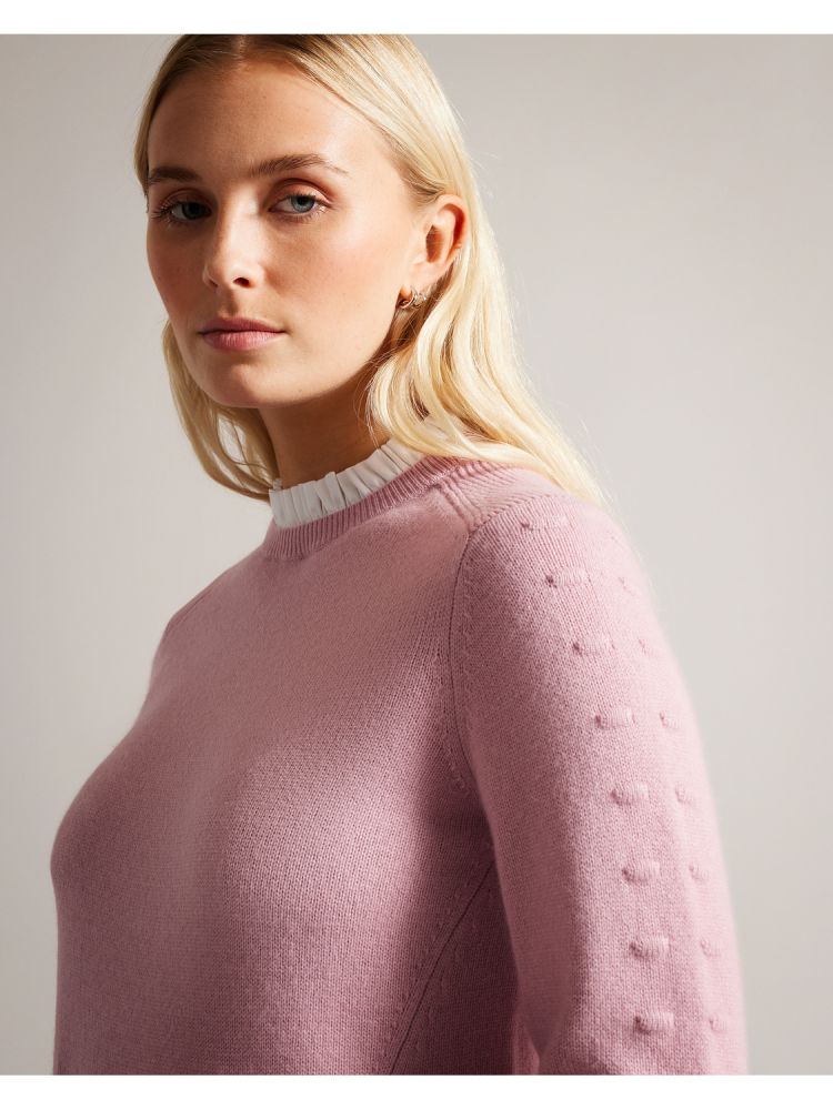 Tricouri Dama Ted Baker Lissiah - Bobble Detail Shirt Hem Knitted Jumper Roz | 365918-CXV