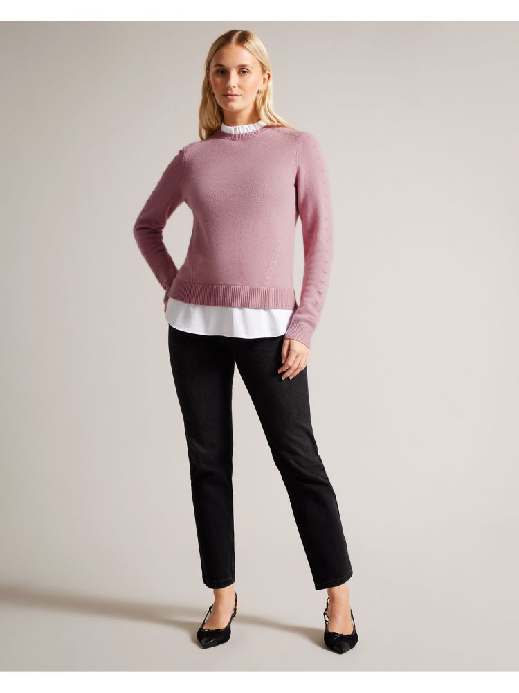 Tricouri Dama Ted Baker Lissiah - Bobble Detail Shirt Hem Knitted Jumper Roz | 365918-CXV