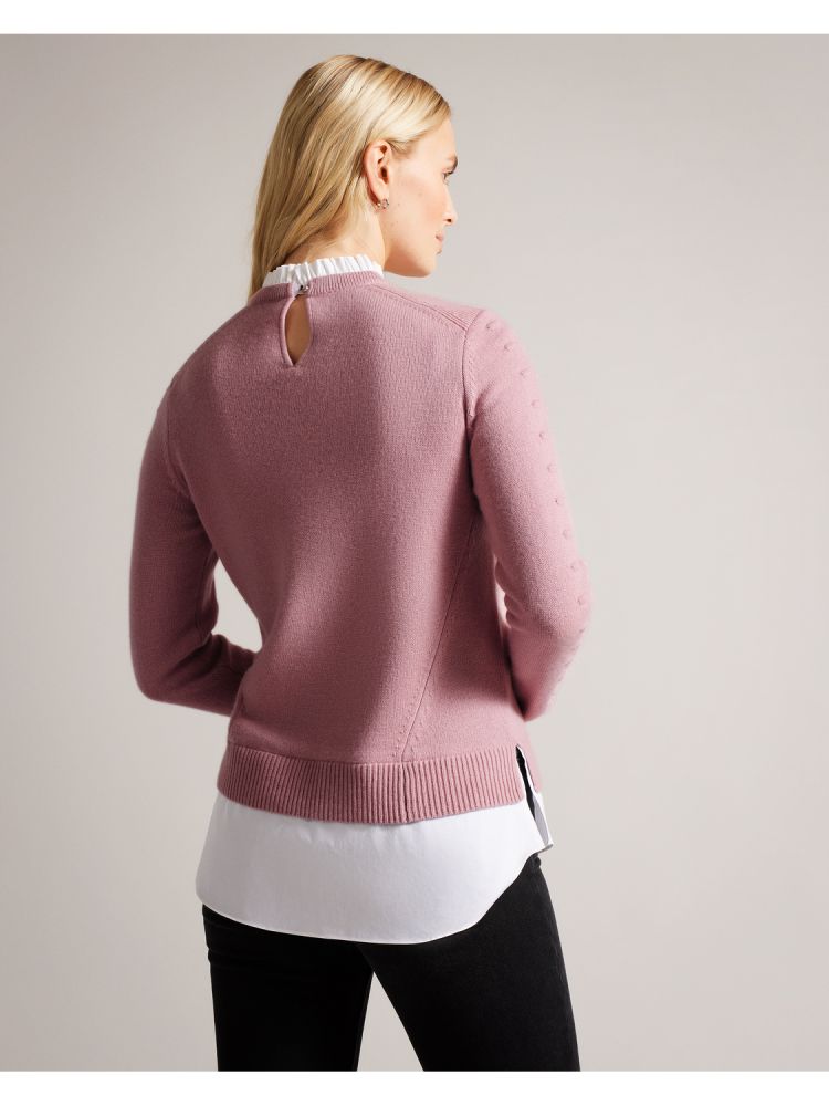 Tricouri Dama Ted Baker Lissiah - Bobble Detail Shirt Hem Knitted Jumper Roz | 365918-CXV