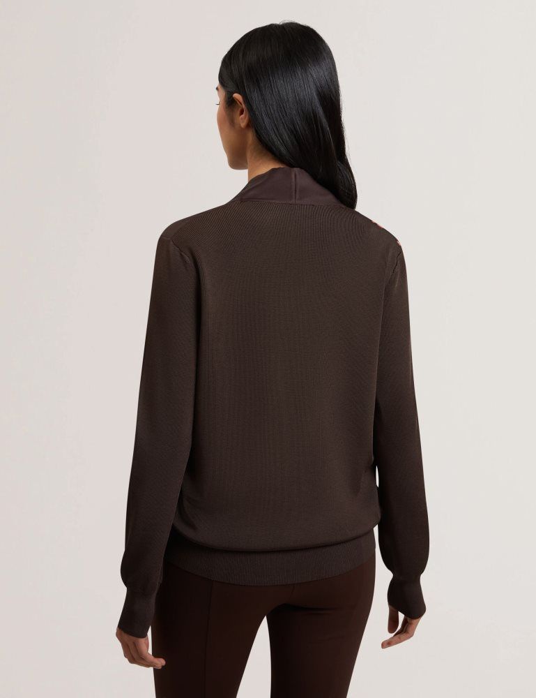 Tricouri Dama Ted Baker Matiina - Printed Front Zip-up Bomber Cardigan Maro | 592014-DME