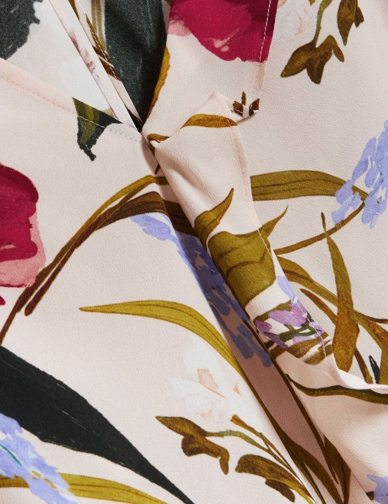 Tricouri Dama Ted Baker Minasa - Floral Print Frill Trim Long Sleeve Blouse Roz | 596032-NZS