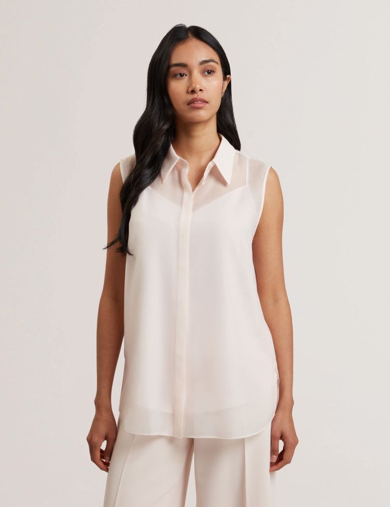 Tricouri Dama Ted Baker Norella - Sheer Organza Longline Sleeveless Blouse Roz | 109736-JYH